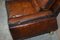 Sofá de cuatro plazas antiguo de cuero marrón teñido a mano de Knoll, Imagen 20