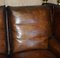 Antique Hand Dyed Brown Leather 4-Seater Drop Arm Sofa from Knoll, Image 8