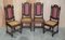 Antique Victorian English Carved Oak Dining Chairs, 1860s, Set of 4 4