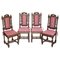 Antique Victorian English Carved Oak Dining Chairs, 1860s, Set of 4 1