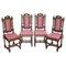 Antique Victorian English Carved Oak Dining Chairs, 1860s, Set of 4, Image 1