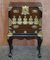 Antique Japanese Elm Side Table on Stand with Ornate Cast Brass Fixtures, 1880s 2