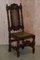 Carved Jacobean Throne Dining Chairs with Hand Painted & Embossed Leather Seats, Set of 8 3