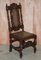 Carved Jacobean Throne Dining Chairs with Hand Painted & Embossed Leather Seats, Set of 8 14