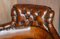 Antique Victorian Whisky Brown Leather Chesterfield Sofa 5