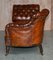Antique Victorian Whisky Brown Leather Chesterfield Sofa 12