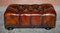 Victorian Chesterfield Brown Leather Footstool, Image 7