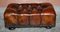 Victorian Chesterfield Brown Leather Footstool 10