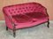 Victorian Hardwood & Pink Velour Parlour Chesterfield Living Room Set, Set of 3, Image 14