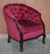 Victorian Hardwood & Pink Velour Parlour Chesterfield Living Room Set, Set of 3 10