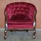 Victorian Hardwood & Pink Velour Parlour Chesterfield Living Room Set, Set of 3, Image 4