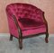 Viktorianisches Chesterfield Wohnzimmer Set aus Hartholz & pinkem Velours, 3er Set 3