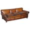 Antique Victorian Hand Dyed Brown Leather Sofa 1