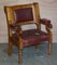 Large Leather & Golden Oak Armchairs, Set of 6, Image 15