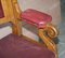 Large Leather & Golden Oak Armchairs, Set of 6, Image 9