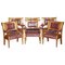 Large Leather & Golden Oak Armchairs, Set of 6 1
