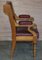 Large Leather & Golden Oak Armchairs, Set of 6, Image 11