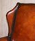 Hand Dyed Brown Leather Chesterfield Wingback Armchairs, Set of 4 5