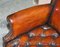 Hand Dyed Brown Leather Chesterfield Wingback Armchairs, Set of 4 8
