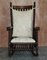 Victorian Oak Rocking Chair with Scottish Bobbin Decoration & Cherub Fabric 2