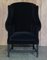 Set of Vintage Black Velvet Wingback Armchairs from George Hepplewhite 12