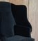 Set of Vintage Black Velvet Wingback Armchairs from George Hepplewhite 7