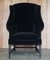 Set of Vintage Black Velvet Wingback Armchairs from George Hepplewhite 3