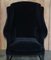 Set of Vintage Black Velvet Wingback Armchairs from George Hepplewhite 4