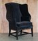 Vintage Black Velvet Wingback Armchairs from George Hepplewhite, Set of 2, Image 2