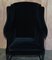 Set of Vintage Black Velvet Wingback Armchairs from George Hepplewhite 13