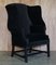 Set of Vintage Black Velvet Wingback Armchairs from George Hepplewhite 11