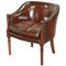 Vintage Hand Dyed Studded Brown Leather Club Chair, Image 1