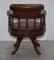 Antique Cigar Brown Leather Swivel Chair, 1860s, Image 16
