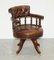 Antique Cigar Brown Leather Swivel Chair, 1860s, Image 2