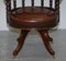 Antique Cigar Brown Leather Swivel Chair, 1860s 10