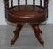 Antique Cigar Brown Leather Swivel Chair, 1860s, Image 10