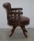 Antique Cigar Brown Leather Swivel Chair, 1860s 14