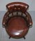 Antique Cigar Brown Leather Swivel Chair, 1860s, Image 5