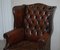 His & Hers Claw & Ball Wingback Chesterfield Armchairs in Brown Leather, Set of 2 14