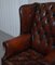 His & Hers Claw & Ball Wingback Chesterfield Armchairs in Brown Leather, Set of 2 5