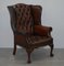His & Hers Claw & Ball Wingback Chesterfield Armchairs in Brown Leather, Set of 2 2