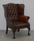 His & Hers Claw & Ball Wingback Chesterfield Armchairs in Brown Leather, Set of 2 12