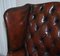 His & Hers Claw & Ball Wingback Chesterfield Armchairs in Brown Leather, Set of 2 7