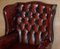 Claw & Ball Wingback Chesterfield Armchairs in Bordeaux Leather, Set of 2 6