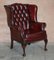 Claw & Ball Wingback Chesterfield Armchairs in Bordeaux Leather, Set of 2 13