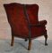 Claw & Ball Wingback Chesterfield Armchairs in Bordeaux Leather, Set of 2 11
