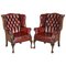 Claw & Ball Wingback Chesterfield Armchairs in Bordeaux Leather, Set of 2 1