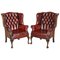 Poltrone Chesterfield Claw & Ball in pelle bordeaux, set di 2, Immagine 1