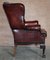 Claw & Ball Wingback Chesterfield Armchairs in Bordeaux Leather, Set of 2 10