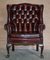 Claw & Ball Wingback Chesterfield Armchairs in Bordeaux Leather, Set of 2 3